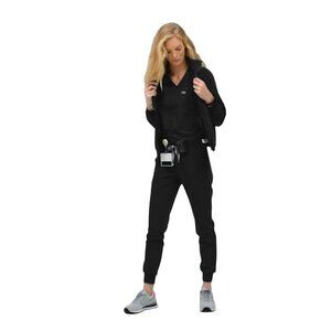 Figs Sydney Scrub Jacket Black Zip Pockets Inside Out Full Zip Medical Size XXL